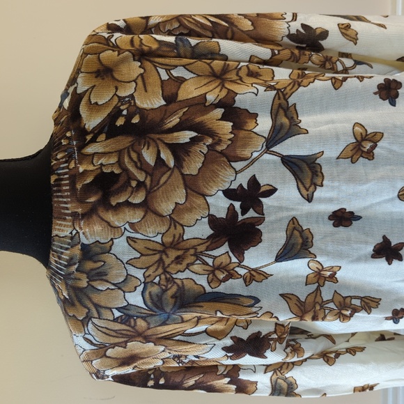 Fall Sweater in brown fall flowers Sz‎ Large - Picture 7 of 12